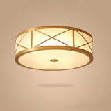 Loftlampe med tromleskærm i geometrisk glas – antik loftbelysning