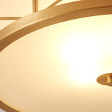 Loftlampe med tromleskærm i geometrisk glas – antik loftbelysning