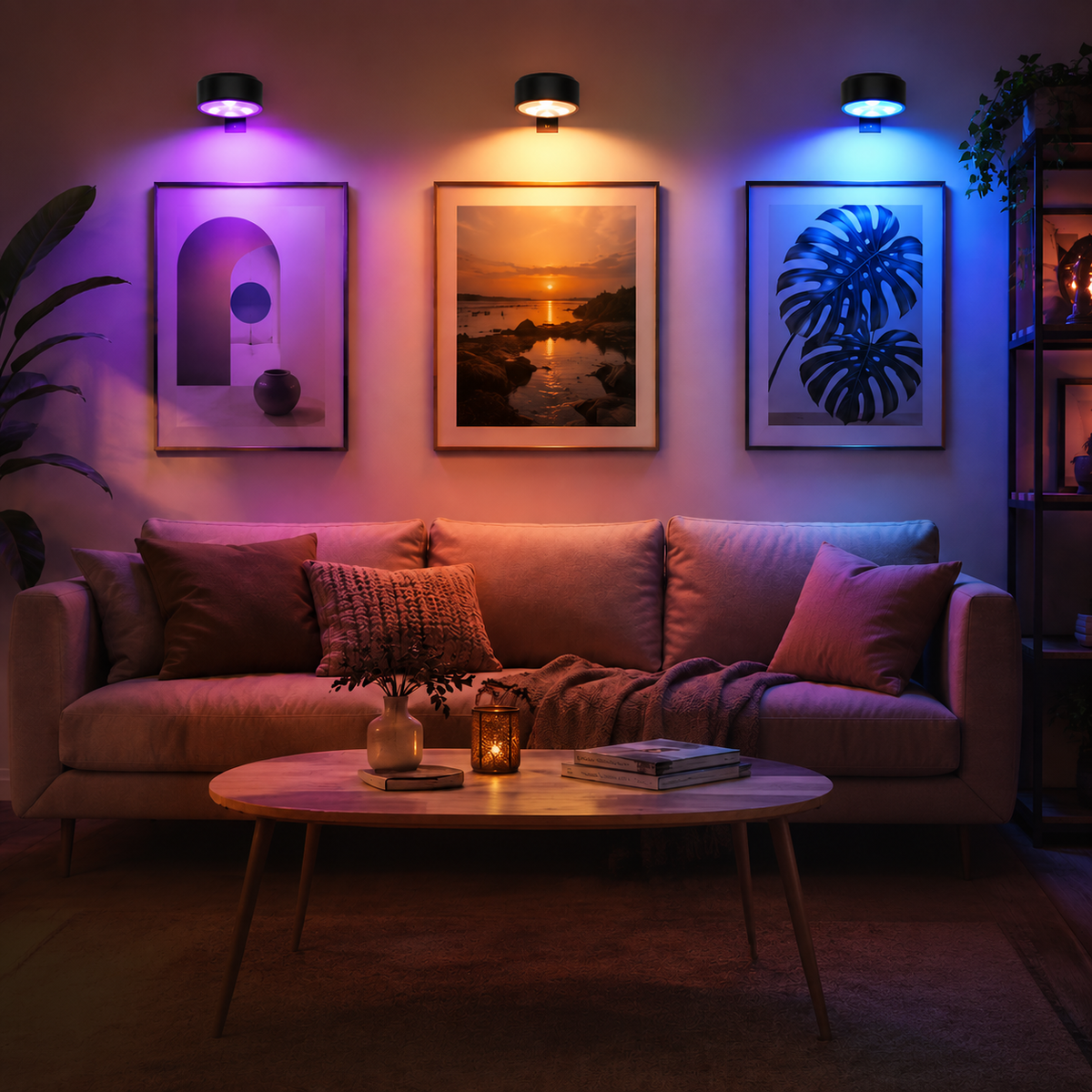 LED-billedlampe med fjernbetjening – trådløs vægbelysning (3 stk.)