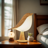 Natlampe formet som en fugl – trådløs touchlampe med varmt lys