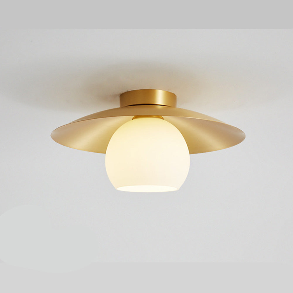 Loftlampe med messingkappe i guld – semi-plafond