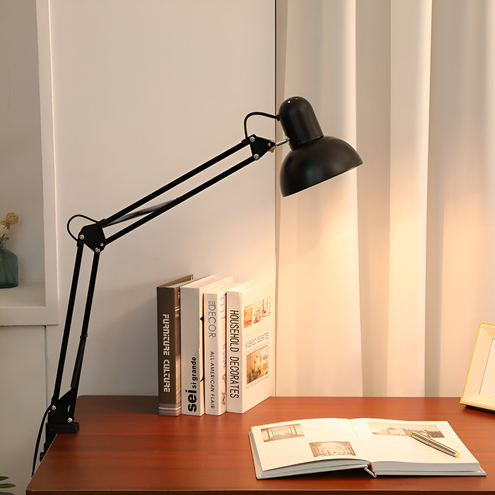 Skrivebordslampe med klemme – justerbar arbejdslampe med lang arm