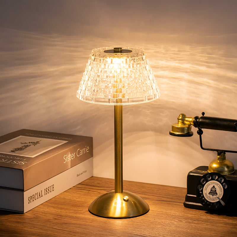 Bordlampe i glas – trådløs vintage bordbelysning med touch