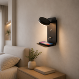 LED-væglampe med USB-port – moderne væglampe med varmt lys til soveværelset