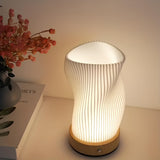 Bordlampe med bølgeformet skærm – moderne dæmpbar bordbelysning