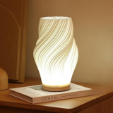 Bordlampe med bølgeformet skærm – moderne dæmpbar bordbelysning