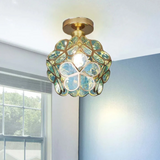 Loftlampe i glas med blomsterform – dekorativ plafond til stuen