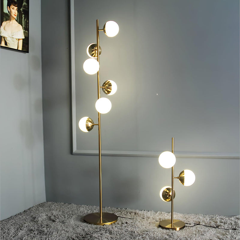 Gulvlampe i glas med træform – standerlampe