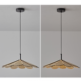 LED-rattanpendel med bladmotiv – hængelampe