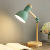Bordlampe i træ med justerbar skærm – macaron-bordlampe i fire farver