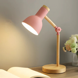 Bordlampe i træ med justerbar skærm – macaron-bordlampe i fire farver