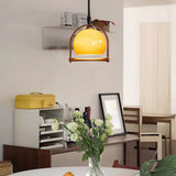 Glaspendel med orange kugle – midcentury hængelampe