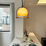 Glaspendel med orange kugle – midcentury hængelampe