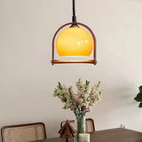 Glaspendel med orange kugle – midcentury hængelampe
