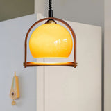 Glaspendel med orange kugle – midcentury hængelampe