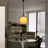 Glaspendel med orange kugle – midcentury hængelampe