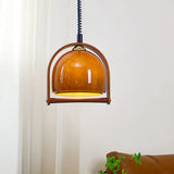 Glaspendel med orange kugle – midcentury hængelampe