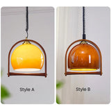 Glaspendel med orange kugle – midcentury hængelampe