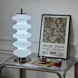 Designer-bordlampe i hvidt glas – moderne