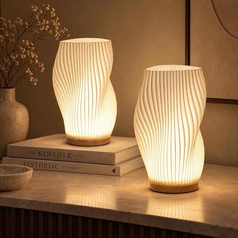 Bordlampe i metal med dobbelt skærm – dæmpbar LED med 3 lysfarver