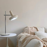 Bordlampe i hvidt glas med skiveform – moderne