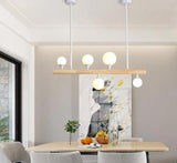 Lysekrone i træ & glas – Marte | Integreret LED