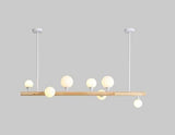Lysekrone i træ & glas – Marte | Integreret LED