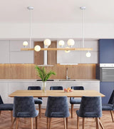 Lysekrone i træ & glas – Marte | Integreret LED