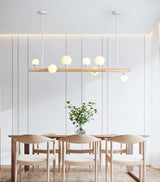 Lysekrone i træ & glas – Marte | Integreret LED