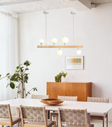 Lysekrone i træ & glas – Marte | Integreret LED