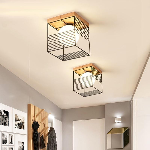 Loftlampe i træ & metal – Lykke | Integreret LED