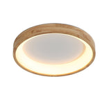 LED-loftlampe i træ med cirkelform – retro geometrisk loftbelysning