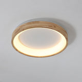 LED-loftlampe i træ med cirkelform – retro geometrisk loftbelysning