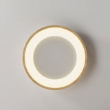 LED-loftlampe i træ med cirkelform – retro geometrisk loftbelysning