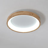 LED-loftlampe i træ med cirkelform – retro geometrisk loftbelysning