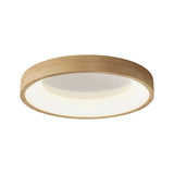 LED-loftlampe i træ med cirkelform – retro geometrisk loftbelysning
