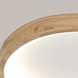 LED-loftlampe i træ med cirkelform – retro geometrisk loftbelysning