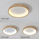 LED-loftlampe i træ med cirkelform – retro geometrisk loftbelysning