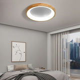 LED-loftlampe i træ med cirkelform – retro geometrisk loftbelysning
