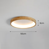 LED-loftlampe i træ med cirkelform – retro geometrisk loftbelysning