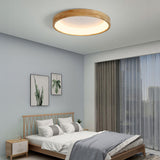 LED-loftlampe i træ med cirkelform – retro geometrisk loftbelysning
