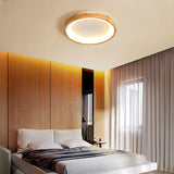 LED-loftlampe i træ med cirkelform – retro geometrisk loftbelysning