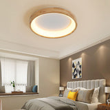 LED-loftlampe i træ med cirkelform – retro geometrisk loftbelysning