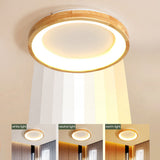 LED-loftlampe i træ med cirkelform – retro geometrisk loftbelysning