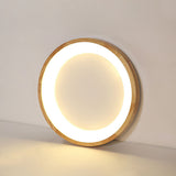 LED-loftlampe i træ med cirkelform – retro geometrisk loftbelysning