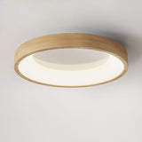 LED-loftlampe i træ med cirkelform – retro geometrisk loftbelysning