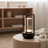 Bordlampe i krystal og metal – trådløs dæmpbar bordbelysning