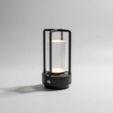 Bordlampe i krystal og metal – trådløs dæmpbar bordbelysning