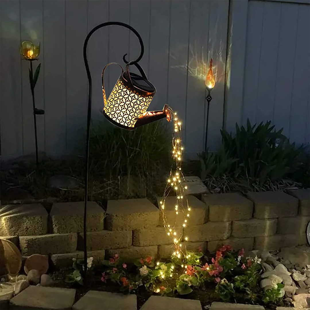 Havelampe med stjernelys – solcellelampe med funklende lyspunkter
