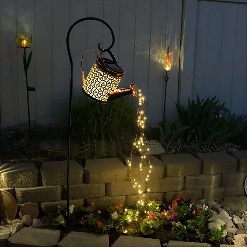 Havelampe med stjernelys – solcellelampe med funklende lyspunkter